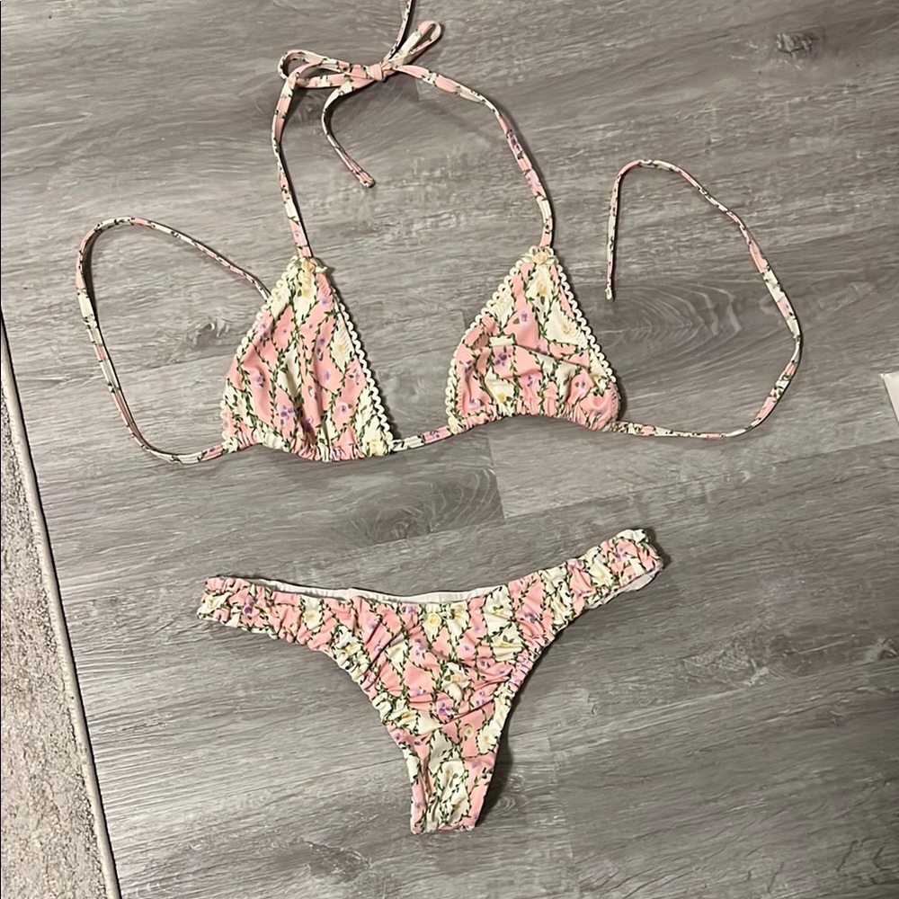 Pink and Cream Bikini Set